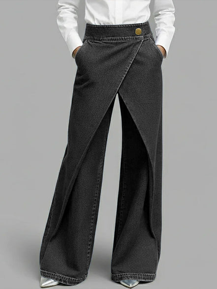 Daria - pantalón denim wide leg cruzado