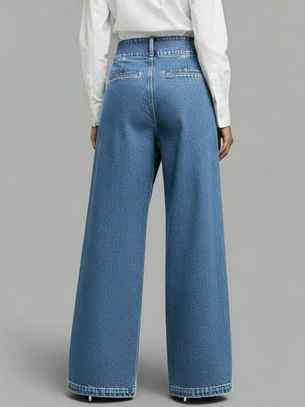 Daria - pantalón denim wide leg cruzado