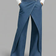 Daria - pantalón denim wide leg cruzado