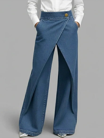 Daria - pantalón denim wide leg cruzado