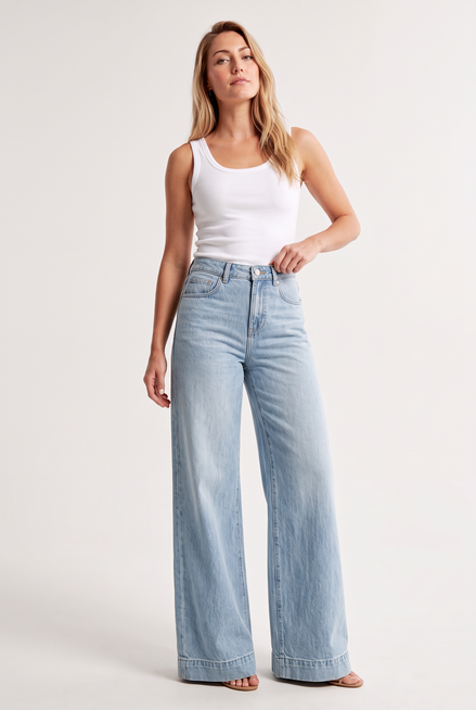 Alba - Pantalón Denim Wide Leg de Tiro Alto