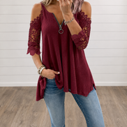 Estela - Camiseta de encaje para mujer con hombros descubiertos