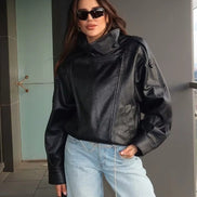 Daniela - chaqueta de cuero asimétrica