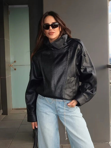 Daniela - chaqueta de cuero asimétrica
