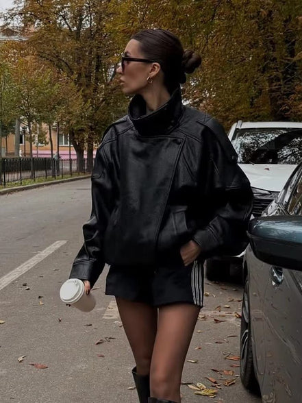 Daniela - chaqueta de cuero asimétrica