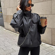 Daniela - chaqueta de cuero asimétrica