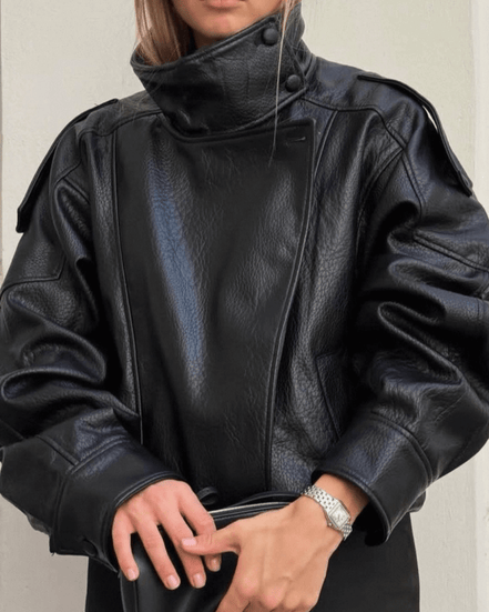 Daniela - chaqueta de cuero asimétrica