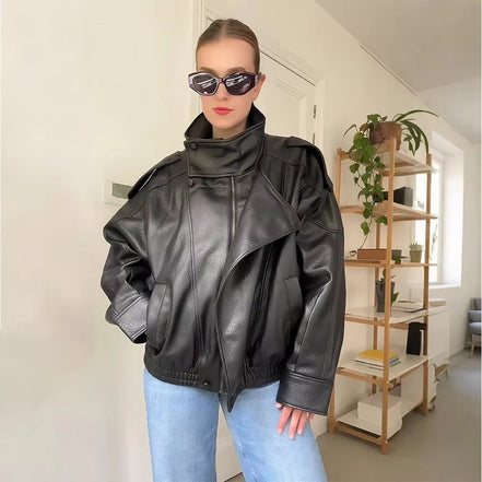 Daniela - chaqueta de cuero asimétrica
