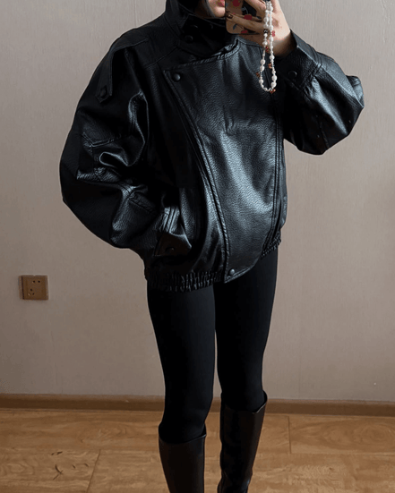 Daniela - chaqueta de cuero asimétrica