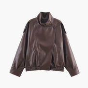 Daniela - chaqueta de cuero asimétrica