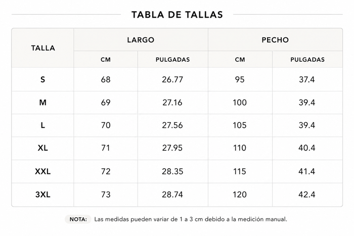 Guía de tallas