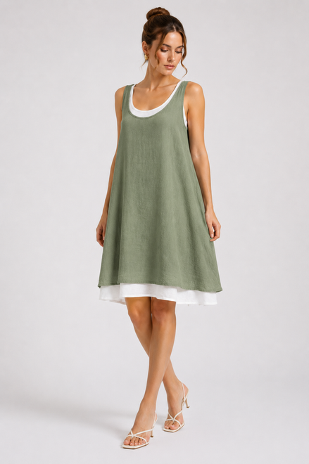 Lúa - vestido fluido sin mangas de doble capa